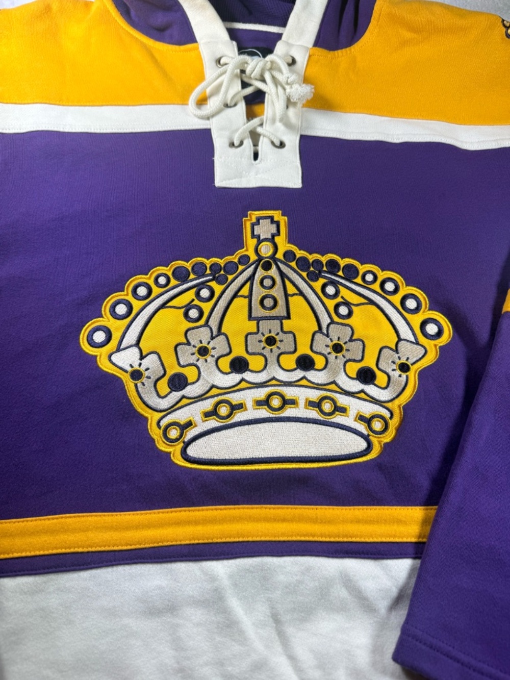 OLD TIME HOCKEY LOS ANGELES KINGS VINTAGE PUCK DROP DUAL HERITAGE PURPLE SIZE L - Picture 3 of 11